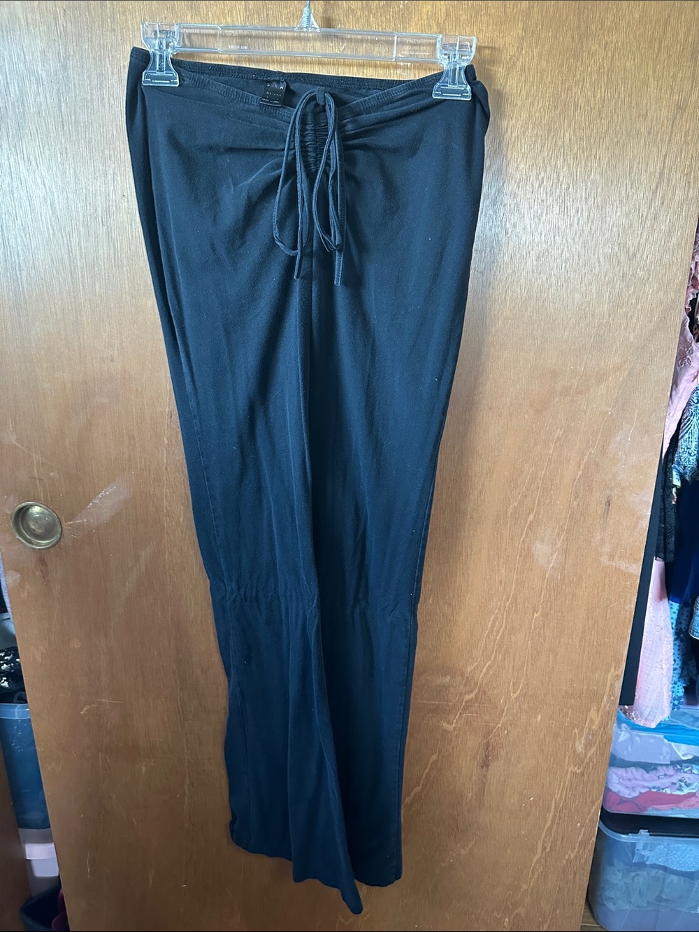 SHEIN Black Drawstring Wide-Leg Lounge Pants with Flare